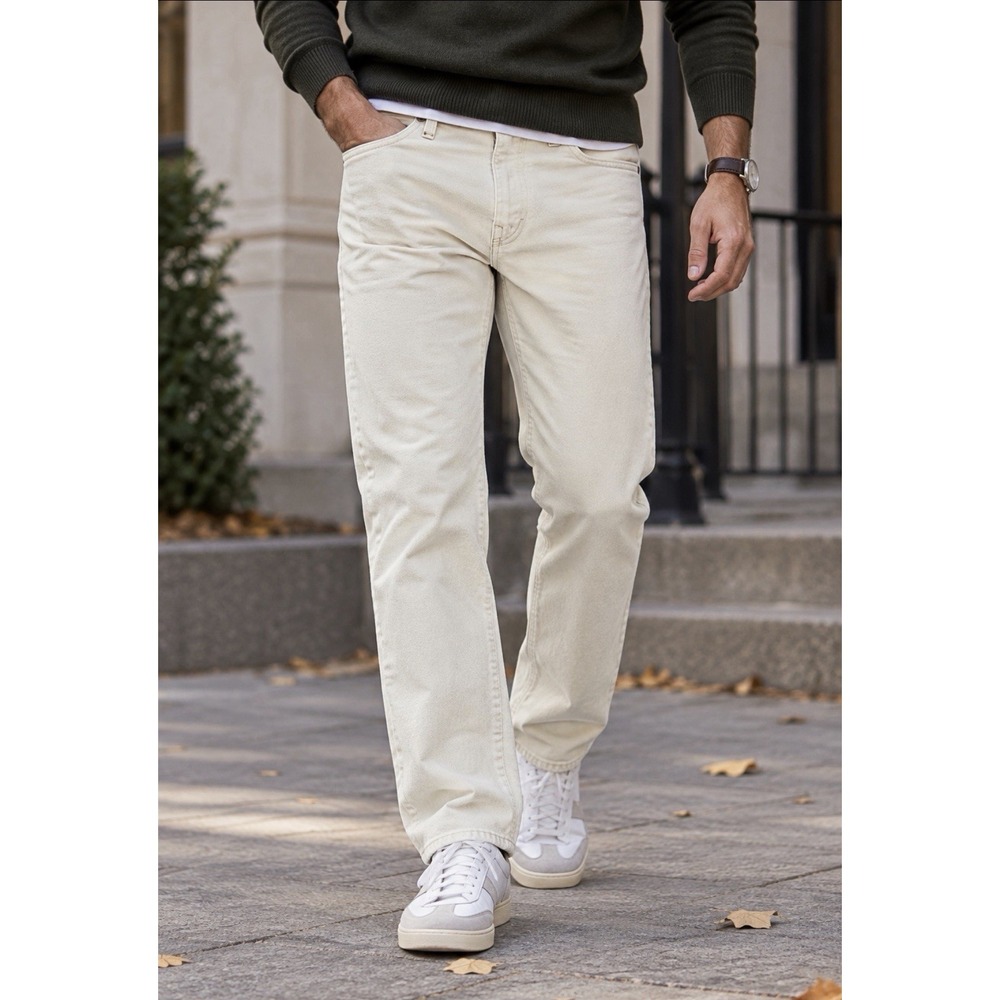 Polo Ralph Lauren Hampton Relaxed Straight Jeans Men's Size 34x30 Cream Staple